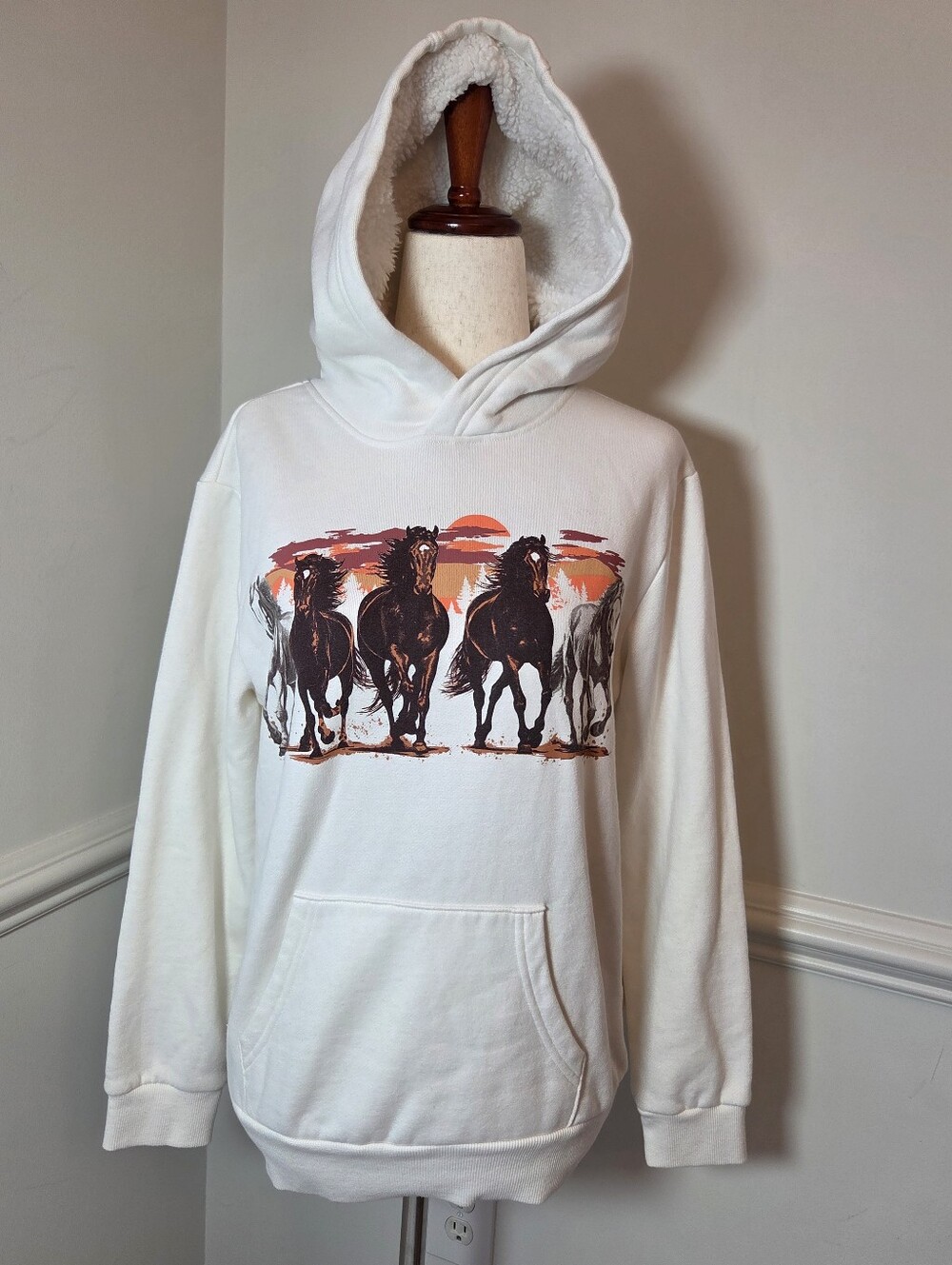 Bass Pro Shops Horse Hoodie L Western Cowgirl Equestrian Sherpa Lined